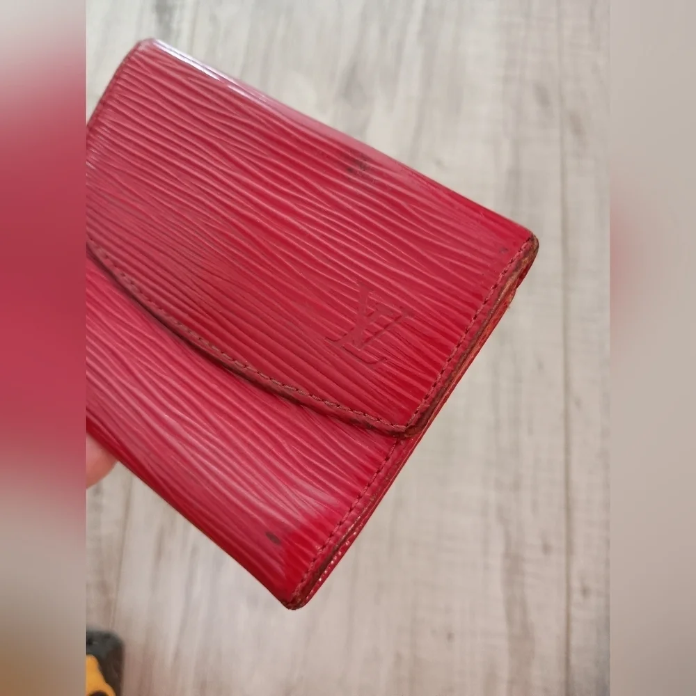 Louis Vuitton Womens Red Epi Leather Coin Purse Holder Envelope Wallet